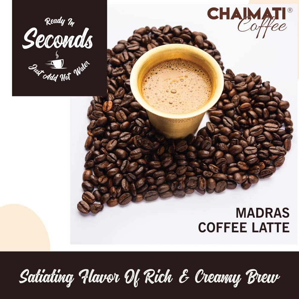 CHAIMATI Madras Instant Coffee - 32oz Pack - 100 Cups, Low Caffeine, Great for Hot/Iced Beverages