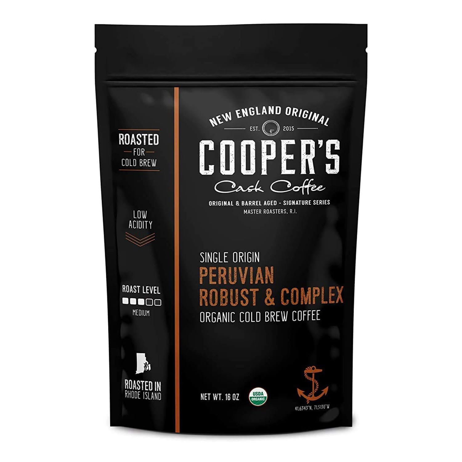 Peruvian Organic Cold Brew Coffee, Single Origin & Gourmet Beans, Tasting Notes Of Caramel With A Touch Of Cherry & Orange, Medi