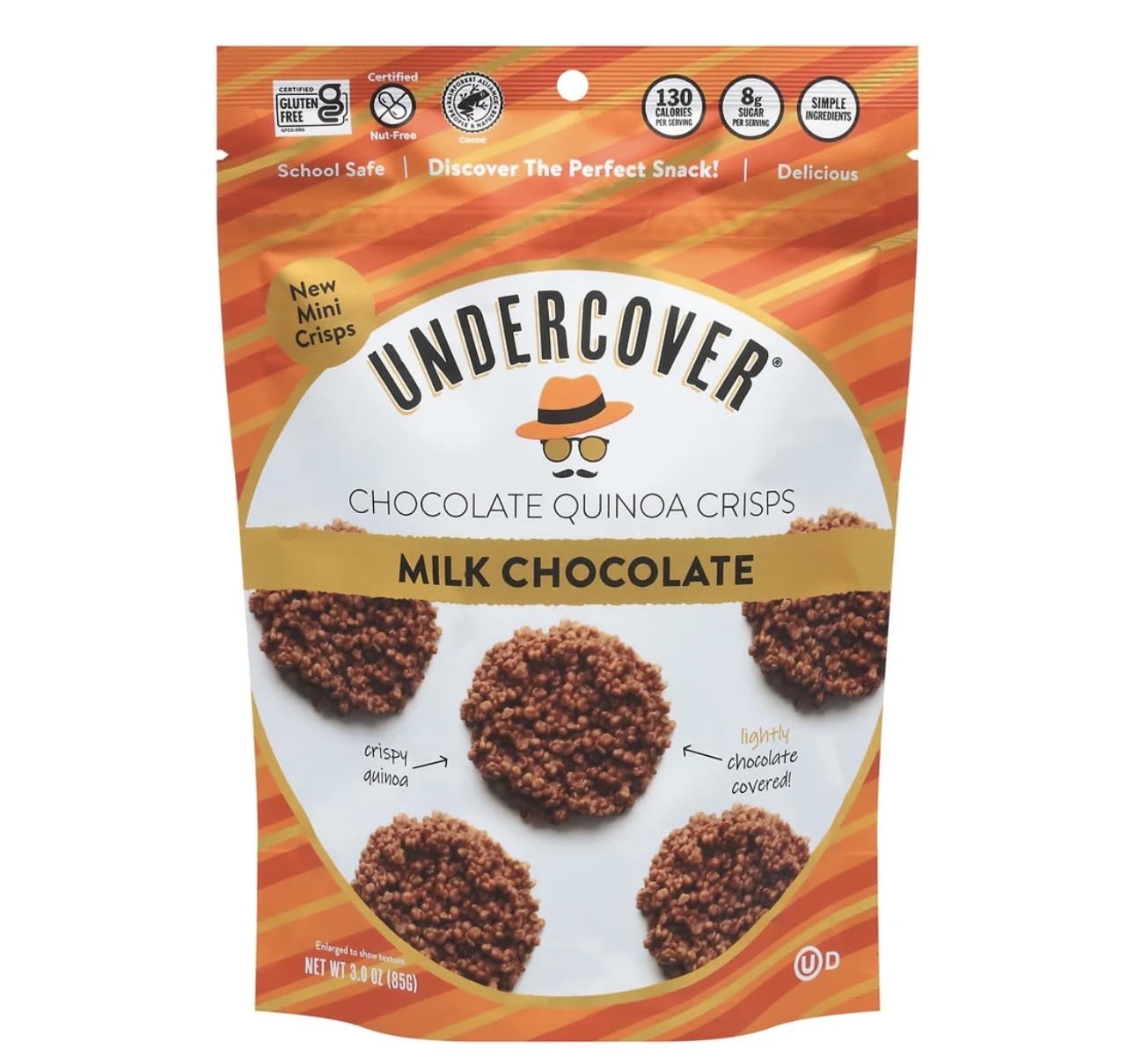 Undercover Milk Chocolate Quinoa Crisps, Gluten Free, Nut Free, School Safe Snack 15 ounce (435 grams)