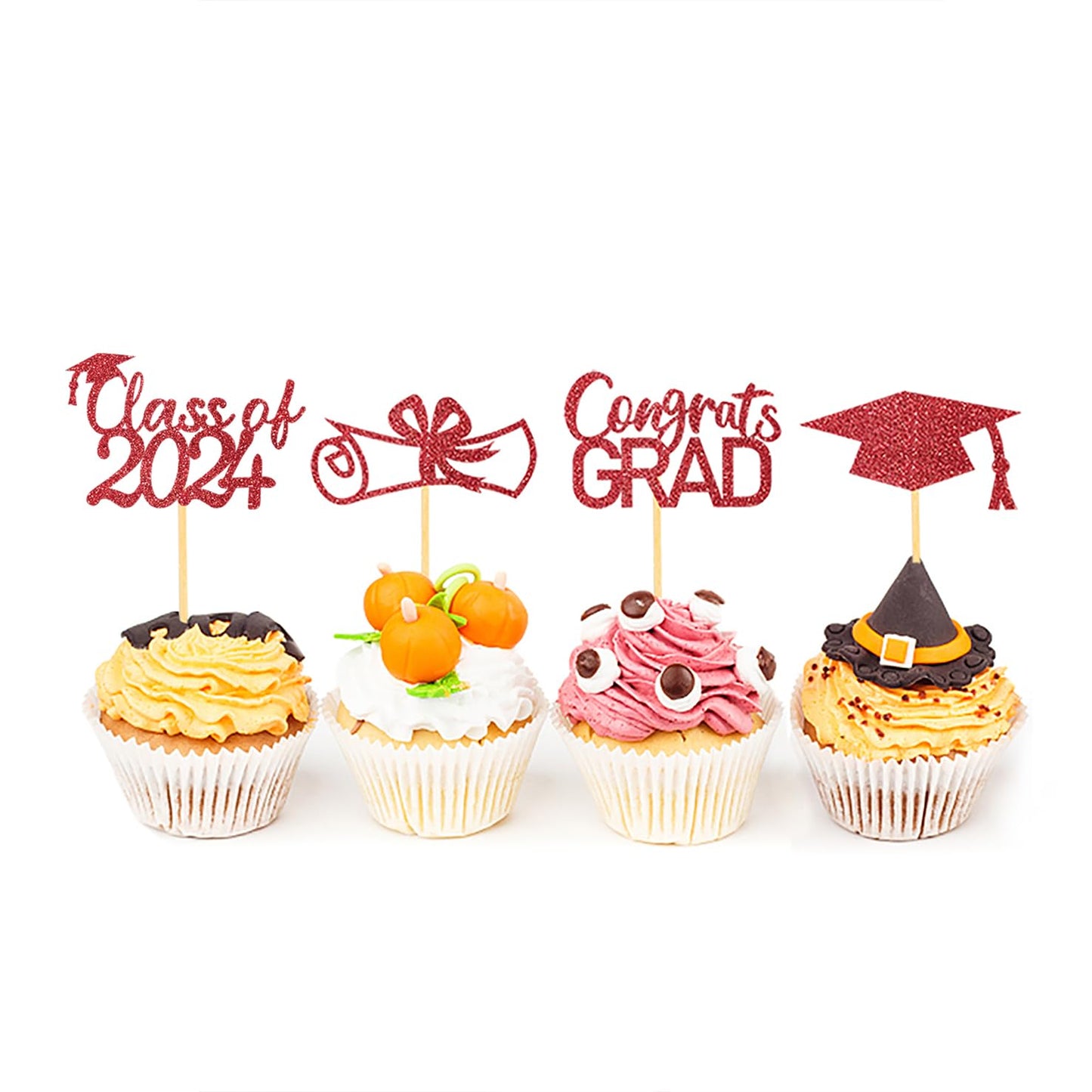 2024 Graduation Cupcake Toppers, Class Of 2024 Cupcake Toppers For Graduation Decorations, Congrats Grad Graduation Cake Decorat