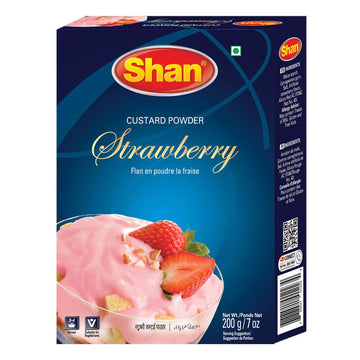 Shan Custard Powder Strawberry - Vegetarian Dessert Mix - 7 oz (200g) - Airtight Packaging