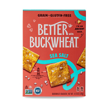 Better with Buckwheat Sea Salt Crackers, Complete Protein, Gluten-Free Crackers, Healthy Snack Crackers, Grain-Free, Non-GMO, Su