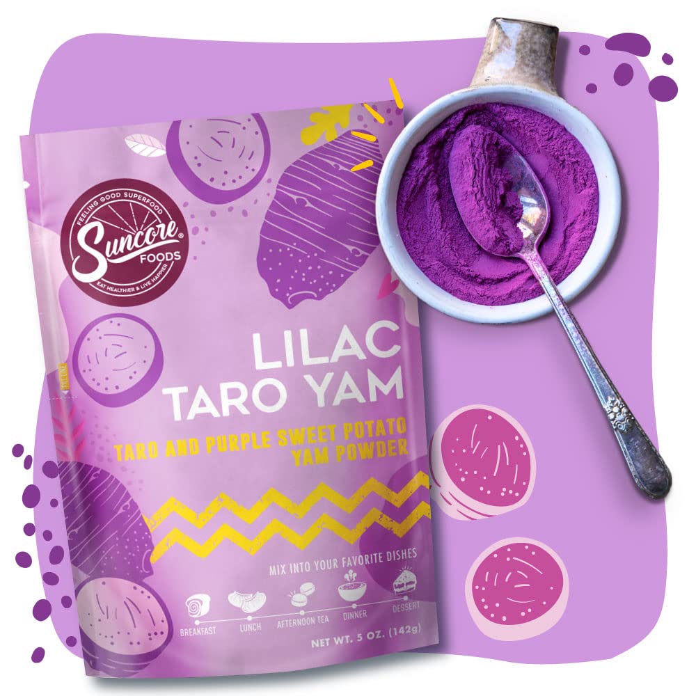 Suncore Foods Lilac Taro Yam Powder, Light Purple Food Coloring Powder, Gluten-Free, Non-GMO, 5oz (2 Pack)