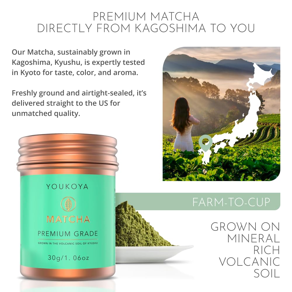 Matcha Moments Premium Grade Japanese Matcha Powder, 1.06oz, Grown in Kyushu Volcanic Soil