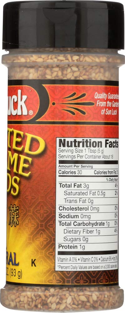 Sun Luck Toasted Sesame Seeds All Natural Gluten Free 3.25 Ounces (3 Pack)