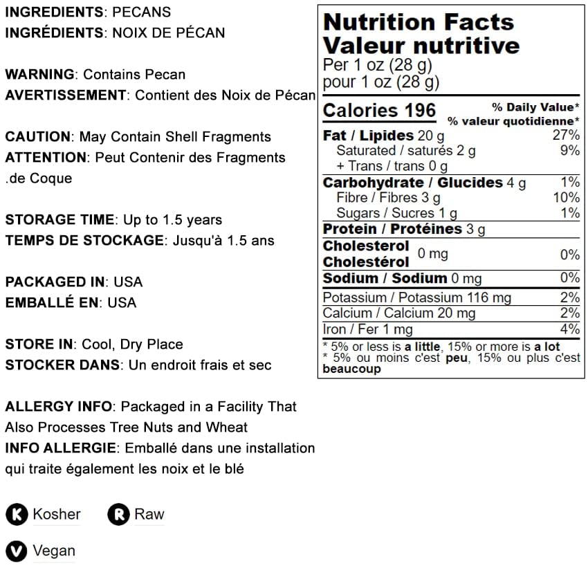 Food To Live Pecan Pieces, 1 Pound – Chopped Raw Pecan Nuts, Unsalted, Unroasted, Shelled, Kosher, Vegan, Sirtfood, Bulk. Good Source Of Iron, And Calcium. For Baking, Homemade Desserts, & Salads.