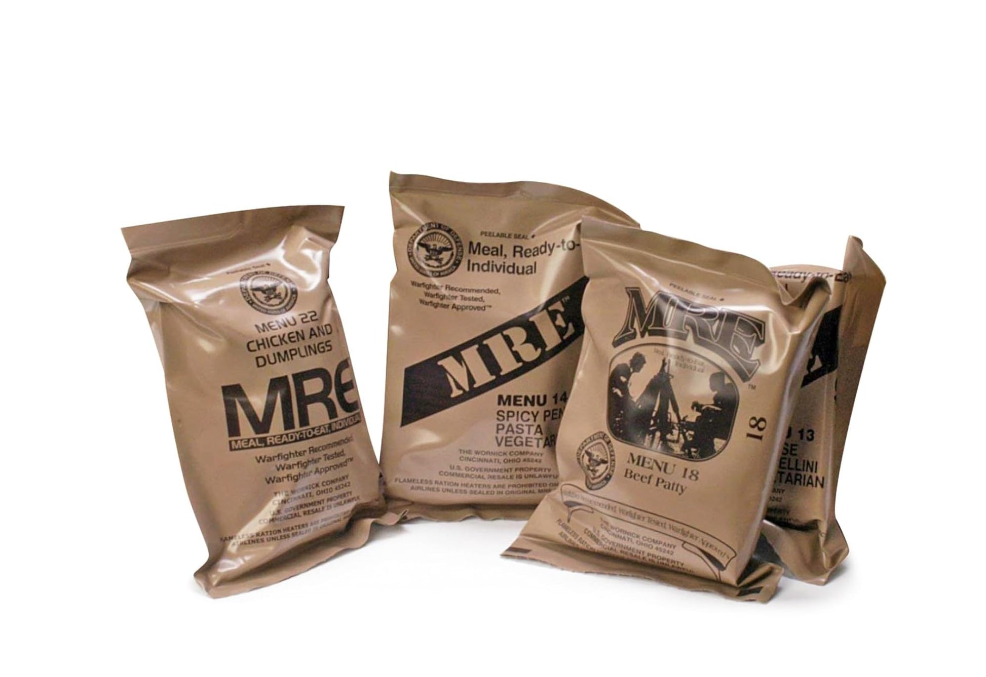 Wornick Mre Meals Ready To Eat, Emergency Food Supply, Survival Camping Outdoor 12 Pack Inspection 2025, 2026 Or Better (4 Meals (Random), 4, Count)