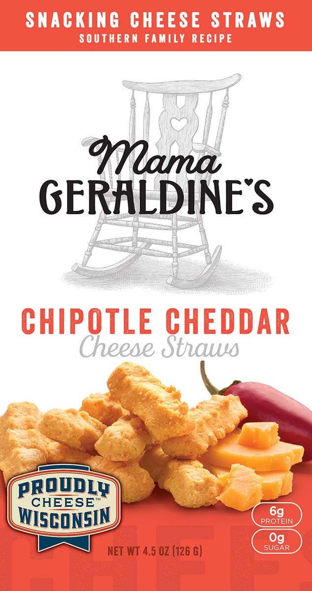 Mama Geraldines Chipotle Cheese Straws - Spicy Baked Snacks - 4.5 oz Box (1 Pack)