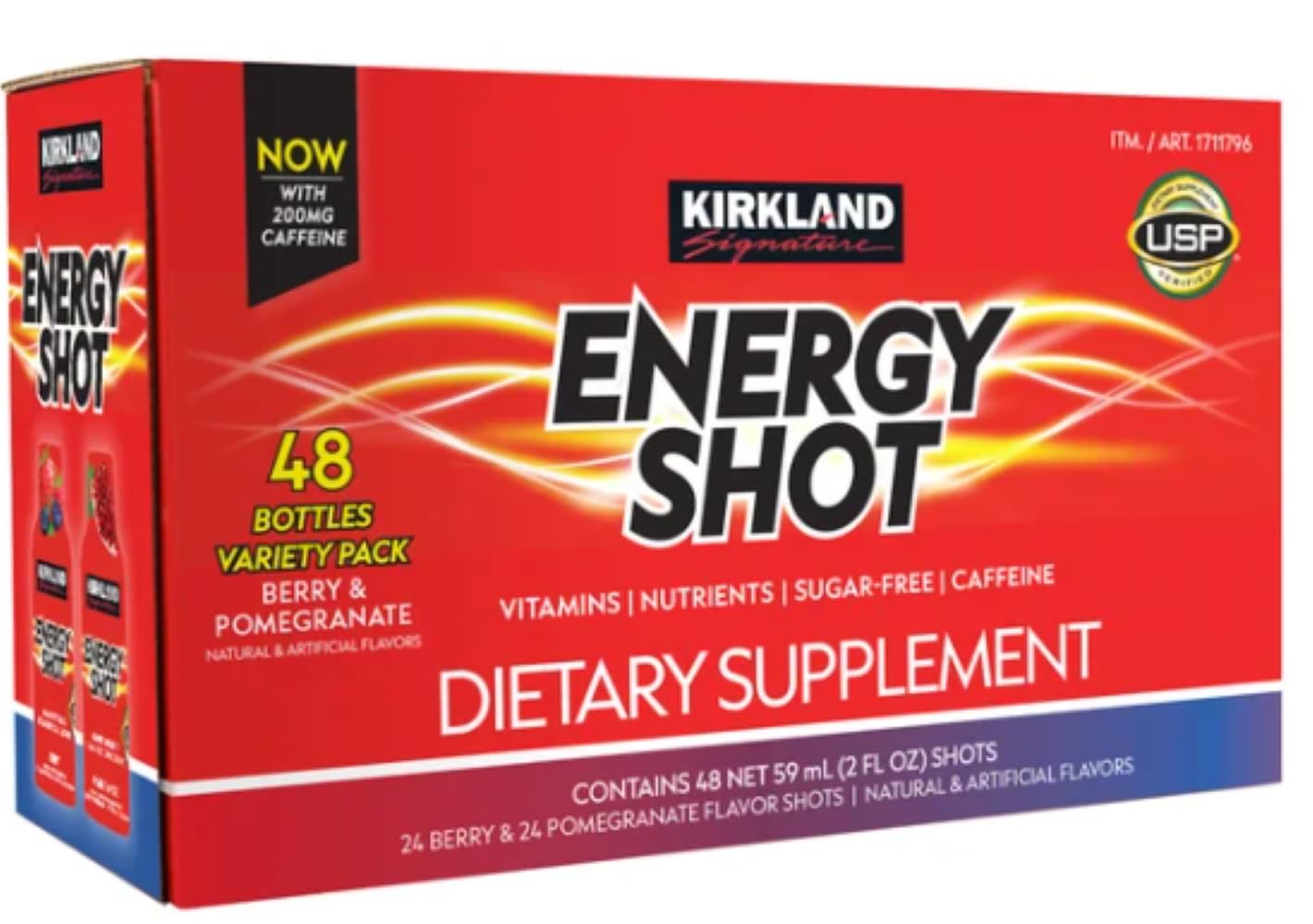 Kirkland Signature Energy Shot, 2 Fl Oz, Pack of 48 Bottles, Model SUVELAM