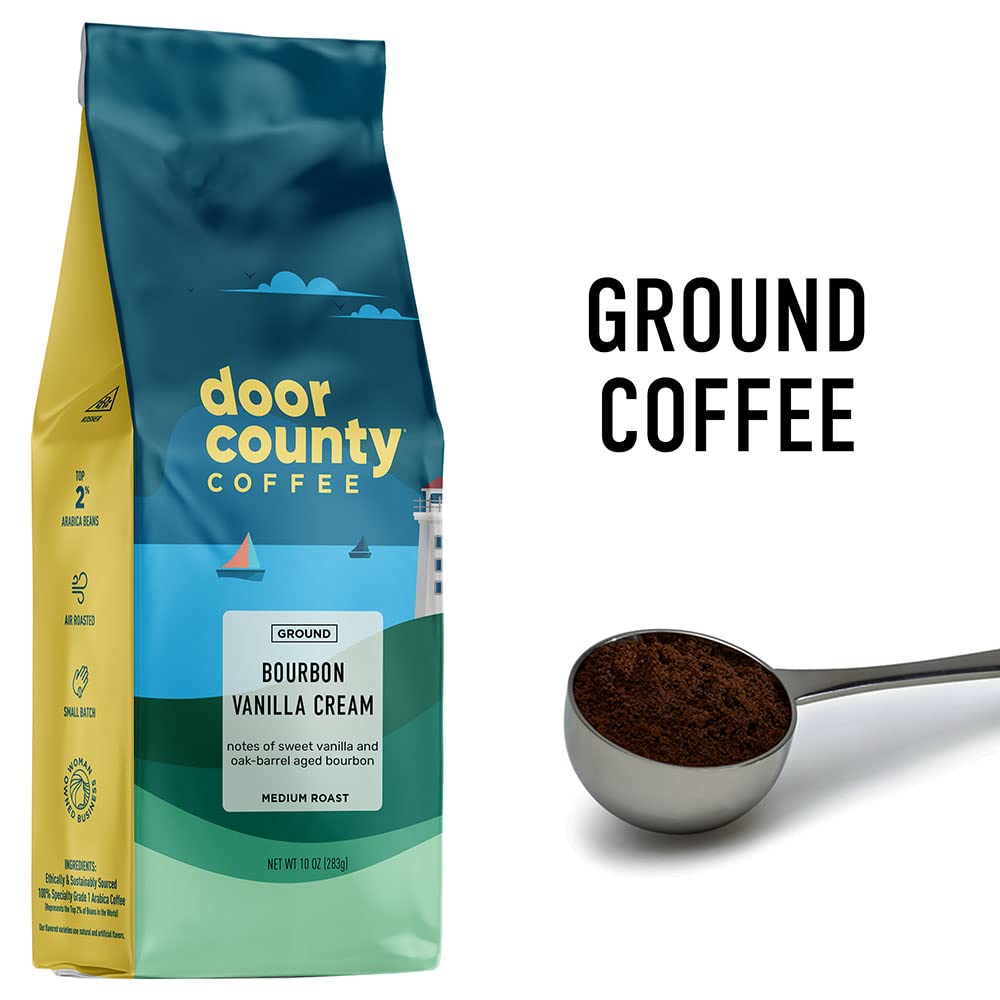 Door County Coffee spirit-inspired flavor Vanilla Cream Flavored Ground Coffee Medium Roast 10 oz Bag