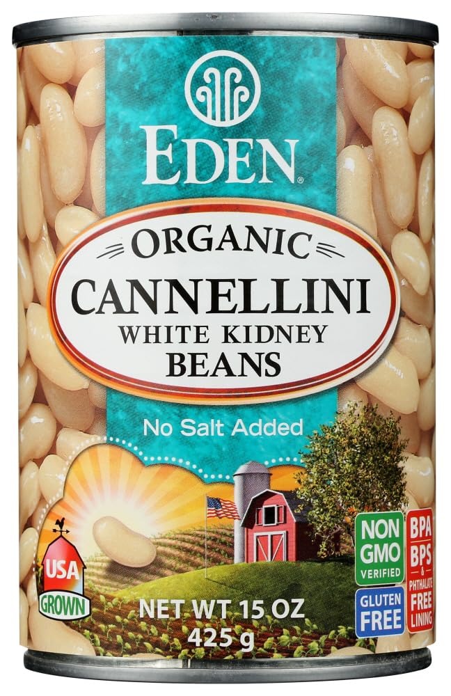 Eden Organic Cannellini White Kidney Beans, No Salt Added, 15-Ounce Cans (Pack of 12) (Value Bulk Multi-Pack)