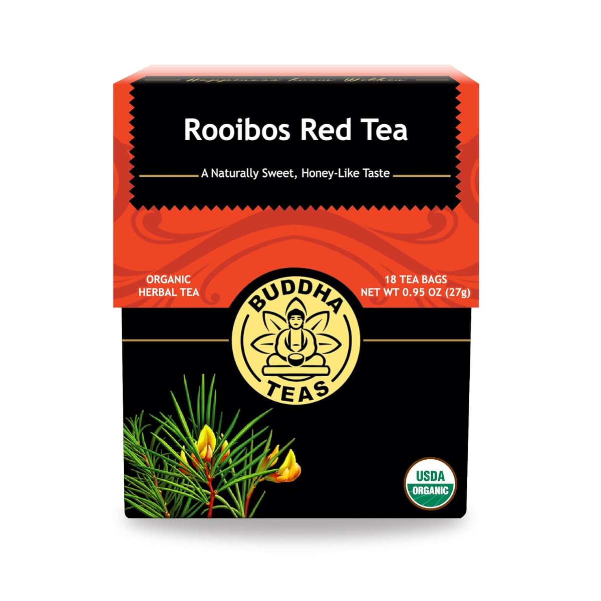 Buddha Teas Rooibos Red Tea - Organic Herbal Tea - Caffeine Free - 18 Tea Bags