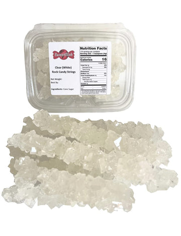 SweetGlob Old Fashioned Rock Candy Crystals on Strings (Clear White, 3 Pound)