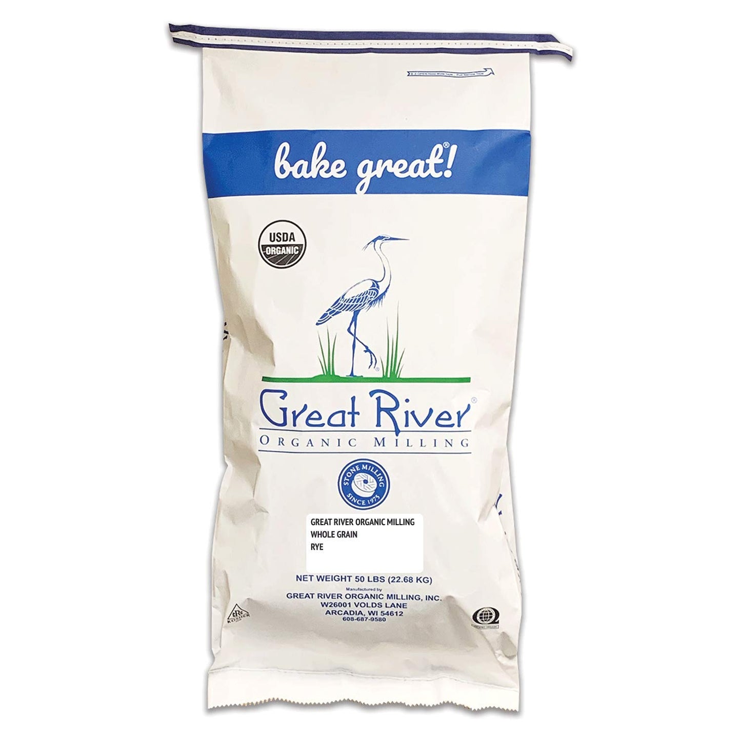 Great River Organic Milling, Whole Grain, Rye Grain, Organic, 50-Pounds (Pack Of 1)