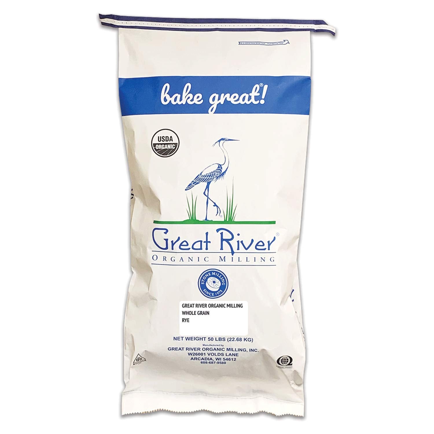 Great River Organic Milling, Whole Grain, Rye Grain, Organic, 50-Pounds (Pack Of 1)