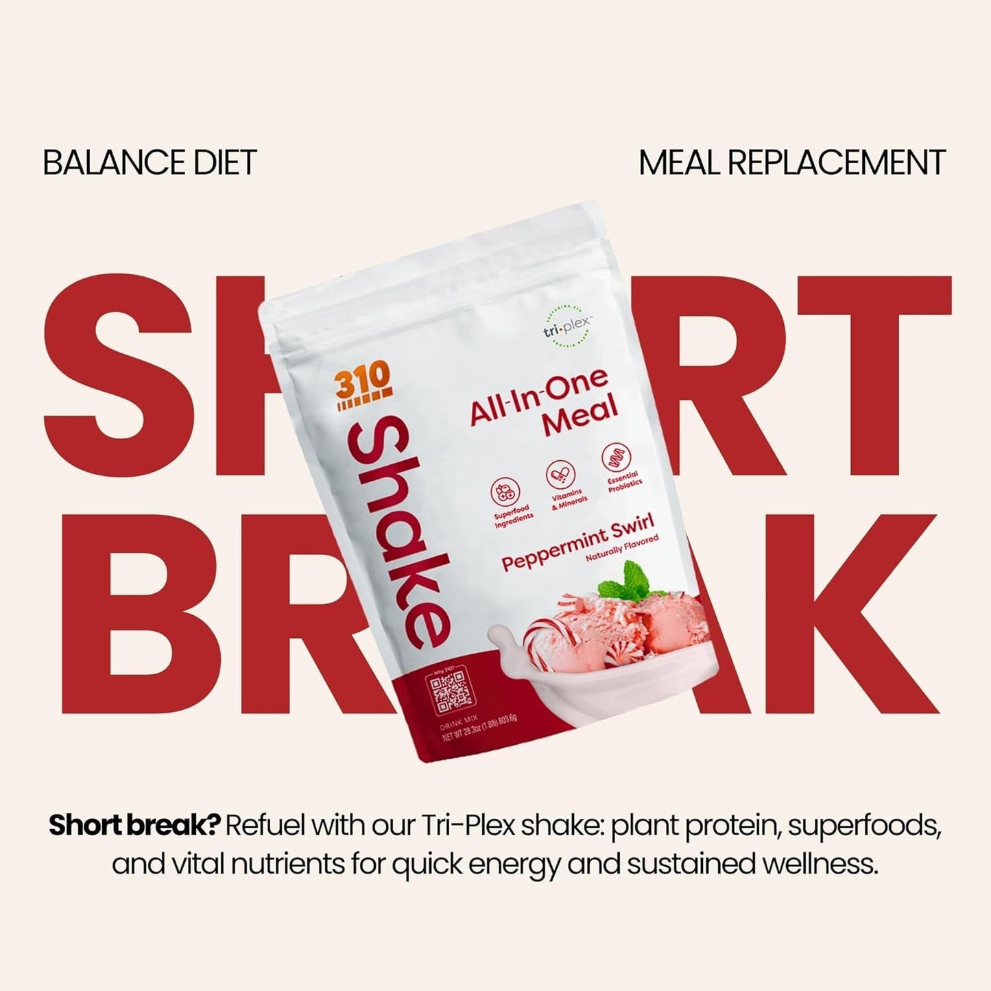 310 Nutrition All-In-One Meal Replacement Shake Powder - Plant-Based Protein Protein Powder with High-Fiber, Probiotics, Digesti