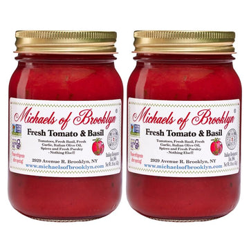 Michaels Of Brooklyn Pasta Sauce, Tomatoes & Fresh Basil, Non-GMO, Gluten Free, 16 oz (Pack of 2)