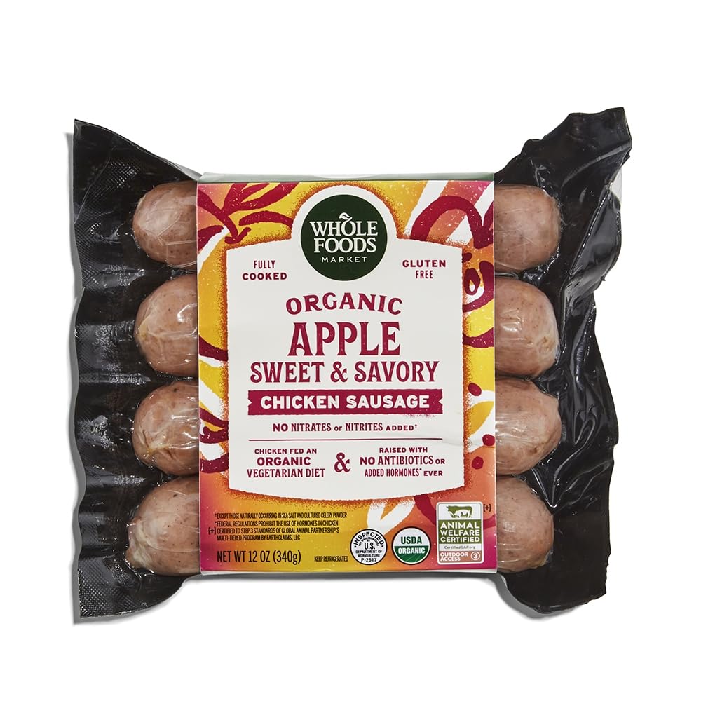 Whole Foods Market, Chicken Sausage Apple Organic Step 3, 12 Ounce