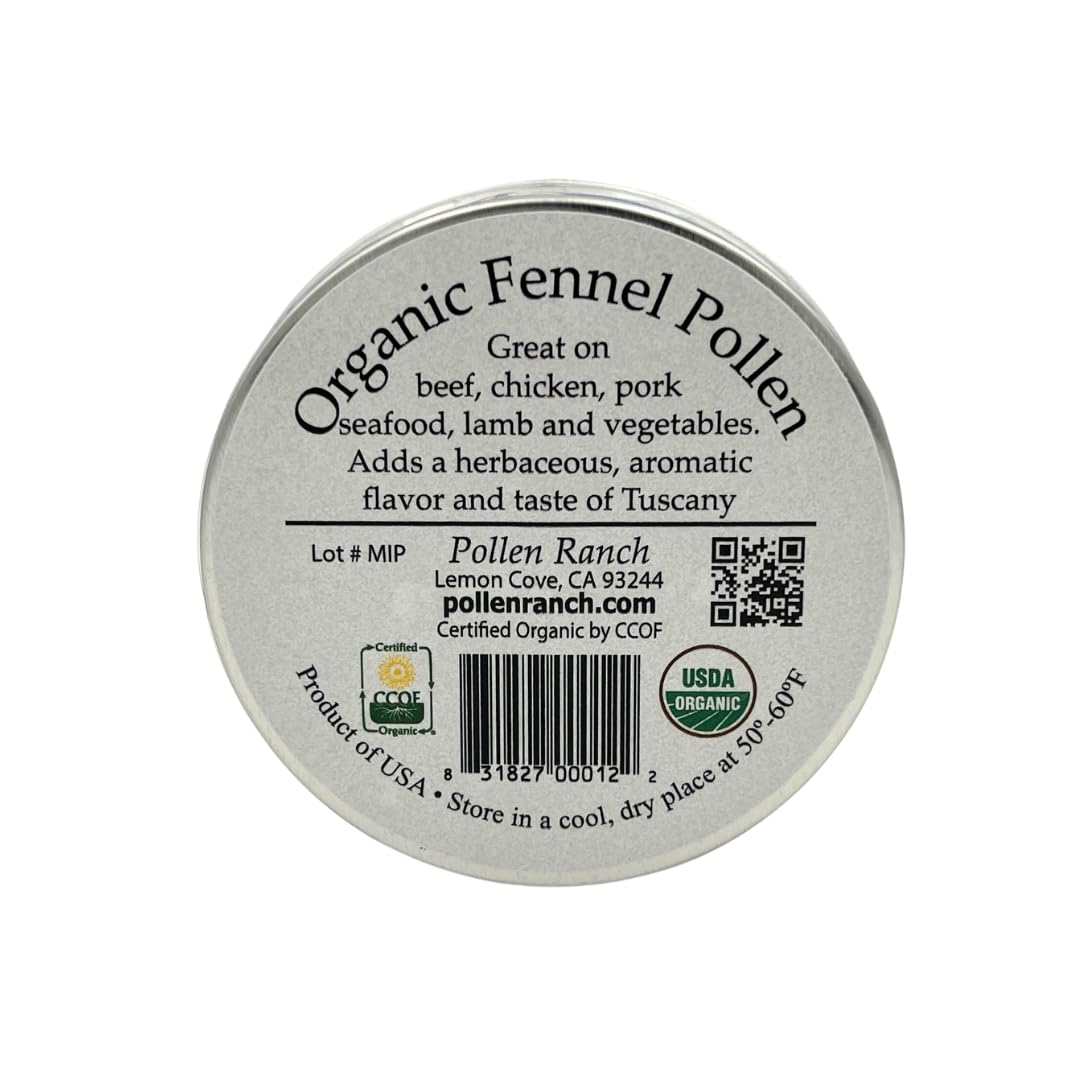 Pollen Ranch'S Organic Fennel Pollen - Premium Quality Fennel Flowers And Powder For Cooking, 100% Organic Fennel For Flavorful Dishes - 1 Oz. Tin