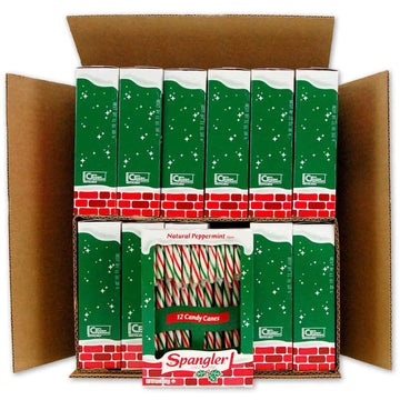Spangler Classic Red, Green, And White Peppermint Candy Canes - Natural Peppermint Flavor, Gluten Free, Ou Kosher - 144 Individually Wrapped Candy Canes (12-12 Count Boxes)