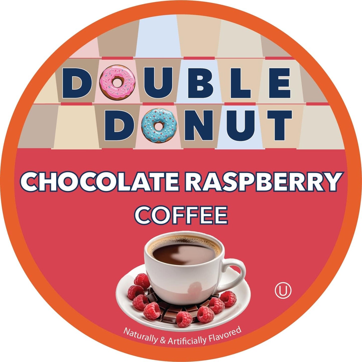 Double Donut Coffee Pods, Medium Roast, Chocolate Raspberry Flavor, 20 Count, Compatible with Keurig K Cups