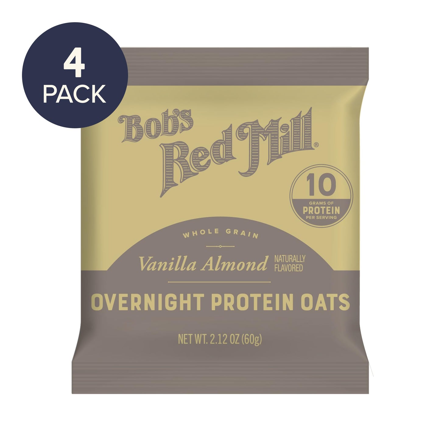 Bobs Red Mill Whole Grain Vanilla Almond Overnight Protein Oats 4-2.12 oz Packets