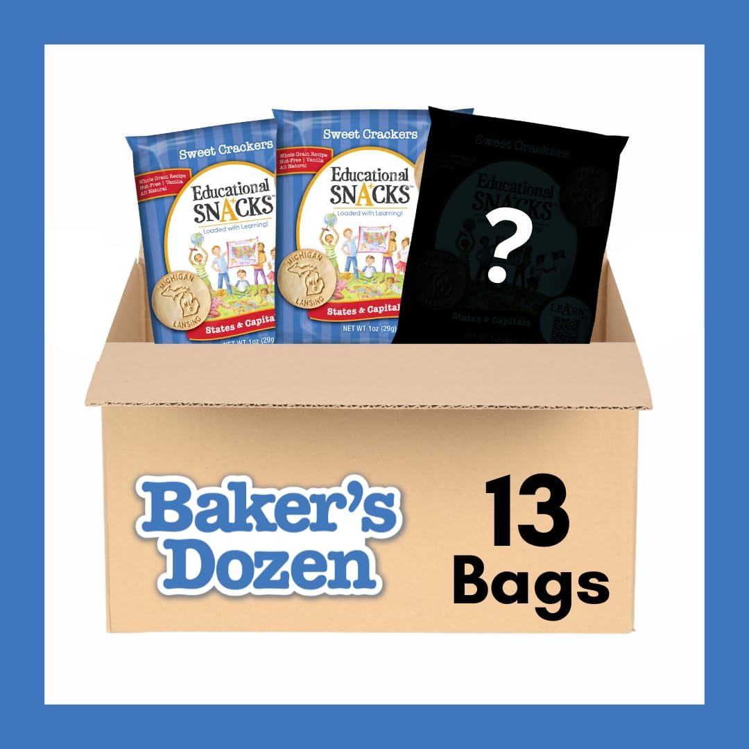 DICK & JANE EDUCATIONAL SNACKS – Nut-Free Educational Snacks for Kids, 1 Ounce (Pack of 12) – States & Capitals Edition