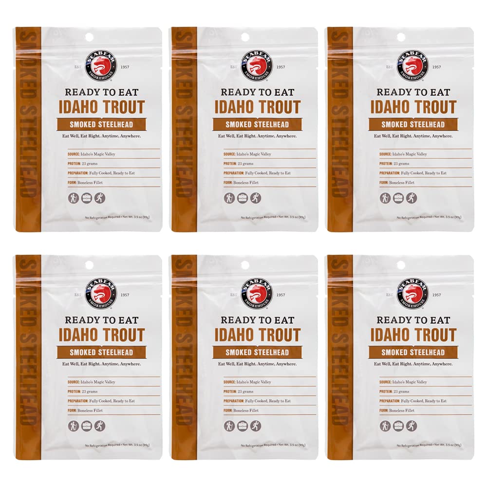 SeaBear Idaho Trout Fillet 6-Pack, Fully Cooked, Shelf-Stable, High-Protein, 3.5 oz each