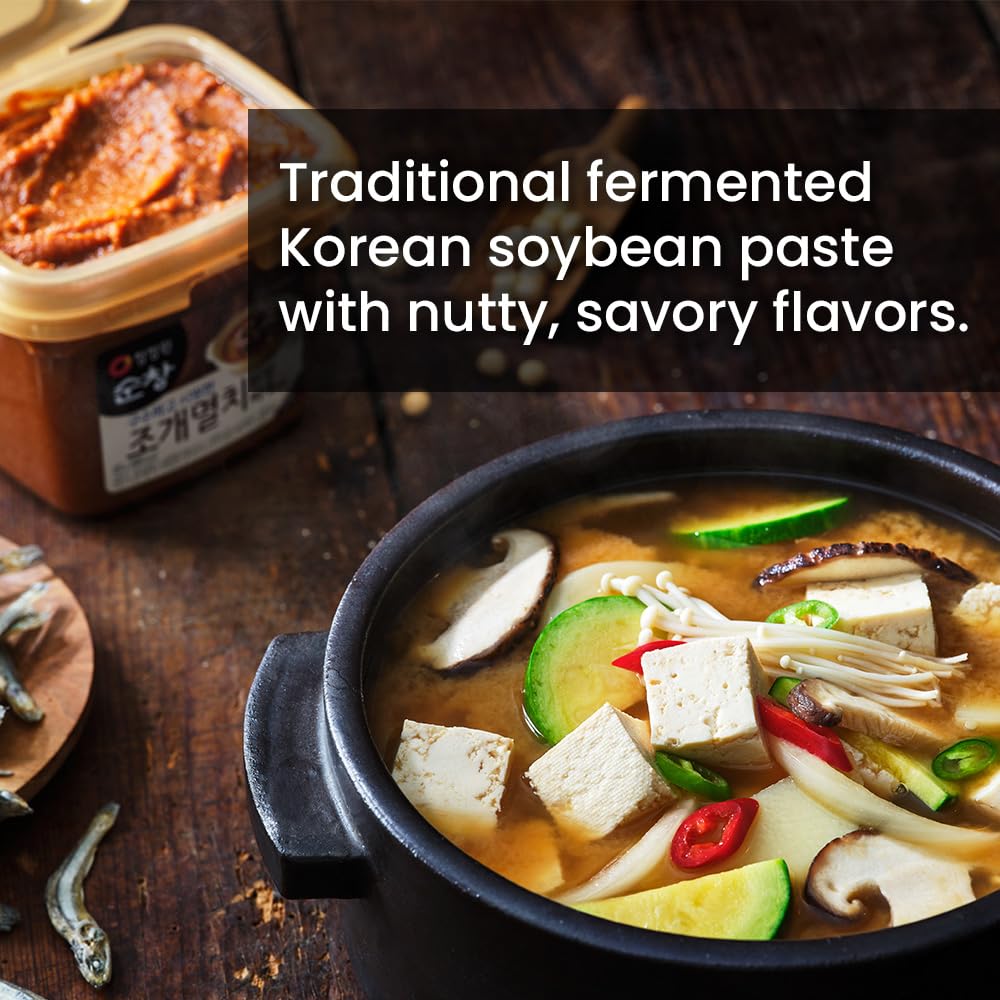 Chung Jung One O'Food Doenjang, Premium Korean Traditional Soybean Miso Paste Sauce, Naturally Fermented, Umami Flavor, Jjigae Soup Base, Chung Jung One (Original, 1.1 Lb, 500G)