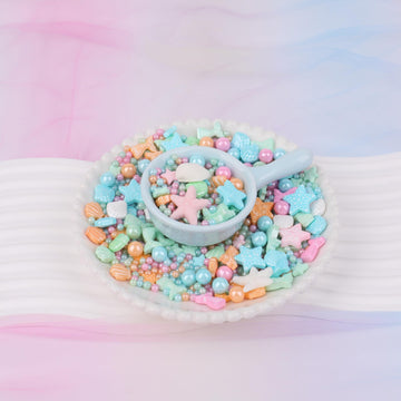 Mermaid Sprinkle, Pastel Sugar Edible For Cake Decorating, Mix Starfish, Shells, Fishes, Beaches And Ocean Themes For Baking, Ic