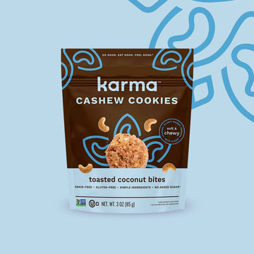 Toasted Coconut Cashew Cookie Bites By Karma Nuts, Naturally Sweetened, Gluten-Free, Soft & Chewy Bite-Sized Cookies, Limited In