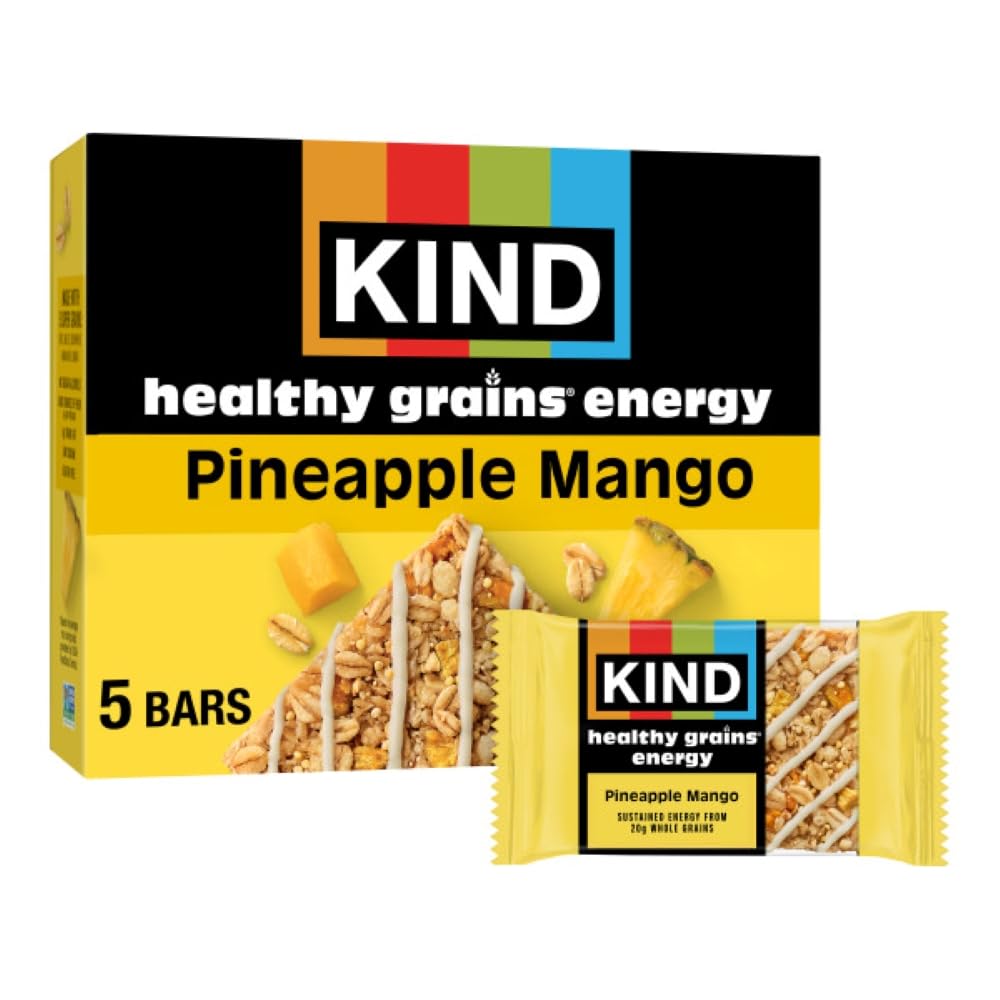 KIND Healthy Grains Energy Bars, Pineapple Mango, 20g Whole Grains, Gluten Free, 5 Ct, 7.1oz
