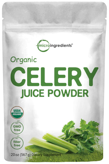 Organic Celery Juice Powder, 20 Ounce (1.25 Pound), 70 Serving, Celery Detox and Cold Pressed, Boosts Immune System, Energy and
