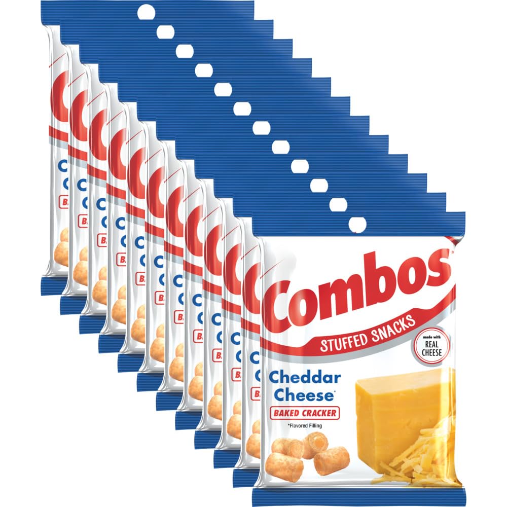 Combos Cheddar Cheese Cracker Baked Snacks 6.3-Ounce Bag (Pack Of 12)