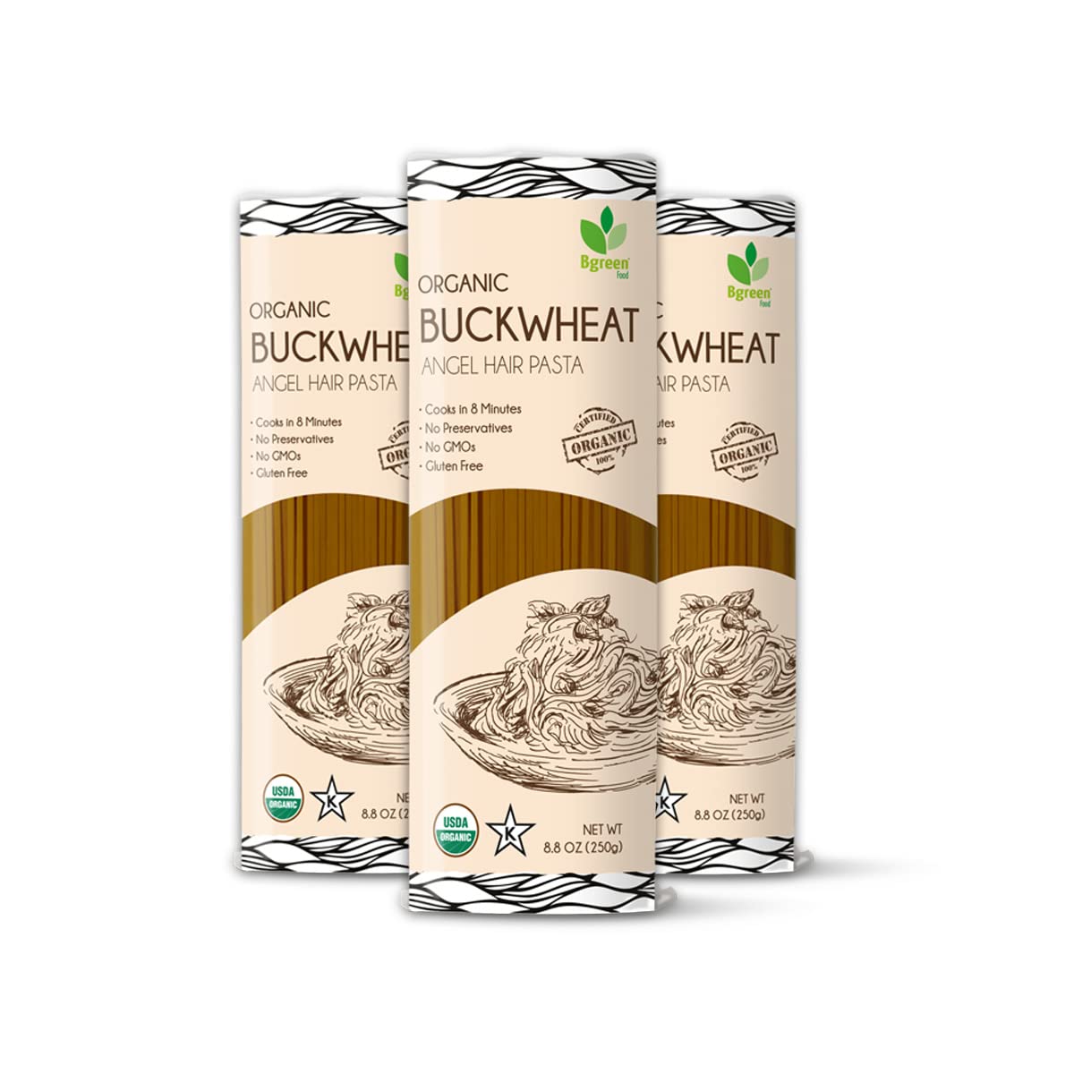 Big Green Organic Food- Organic Buckwheat Soba Angel Hair Pasta 8.8Oz Gluten-Free Non-Gmo (3)