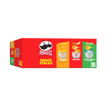 Pringles Potato Crisps Chips, Lunch Snacks, On-The-Go Snacks, Snack Stacks, Variety Pack, 12.9Oz Box (18 Cups)