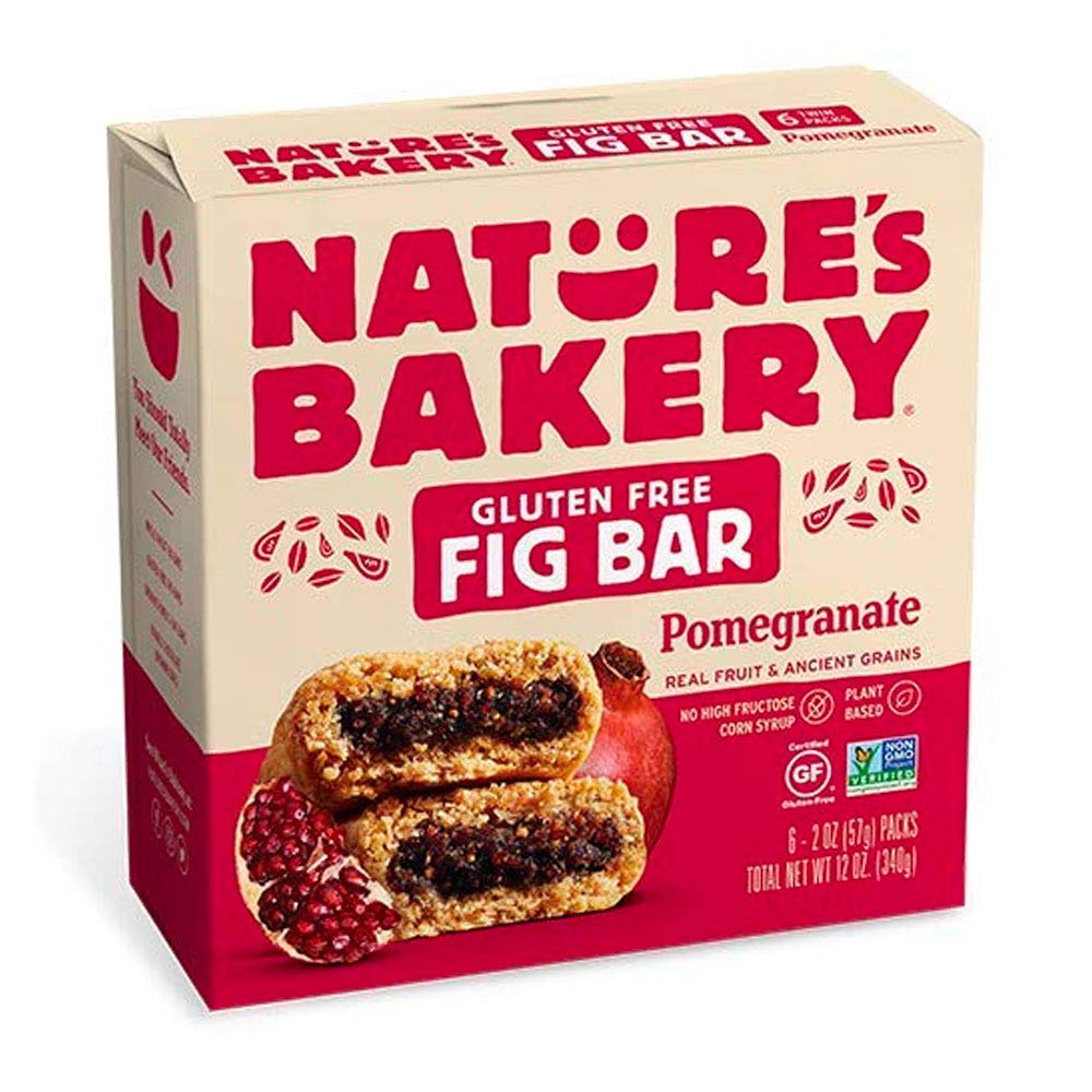 Natures Bakery Gluten Free Fig Bars, Pomegranate, Real Fruit, Vegan, Non-Gmo, Snack Bar, 1 Box With 6 Twin Packs (6 Twin Packs)
