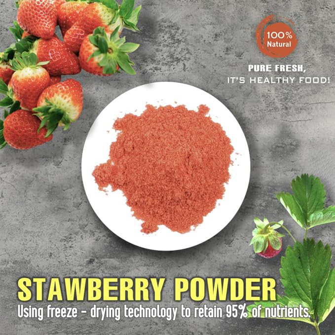Strawberry Powder 2.47 Oz (70G) Vietfarmfood: Freeze-Dried Extracted From 100% Pure, Sugar-Free. Used To Mix Mixed Drinks Fresh