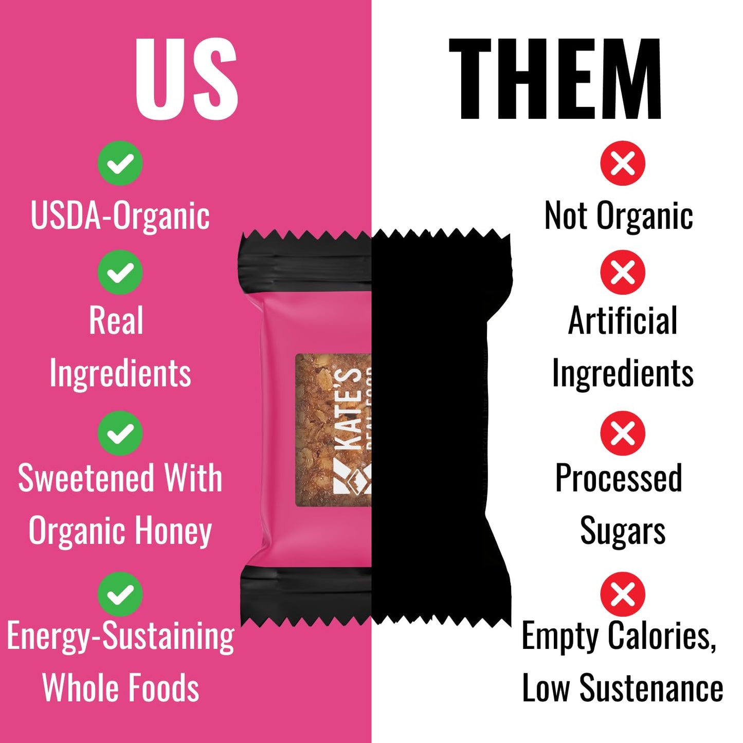 Kates Real Food Organic Energy Bars Oatmeal Cranberry & Almond (1.1 oz  Pack of 24)  Non-GMO  All-Natural Ingredients  Gluten-Free and Soy-Free Healthy Snack with Natural Flavors