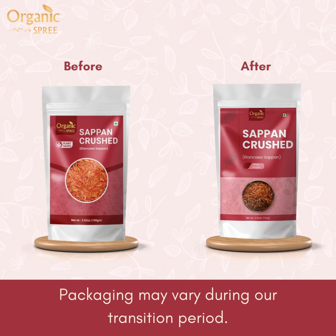 Organic Spree Sappan Wood Crushed 100Gm (3.52Oz) Biancaea Sappan - Pathimugam/Pathimukham - Herbal Drink Mix