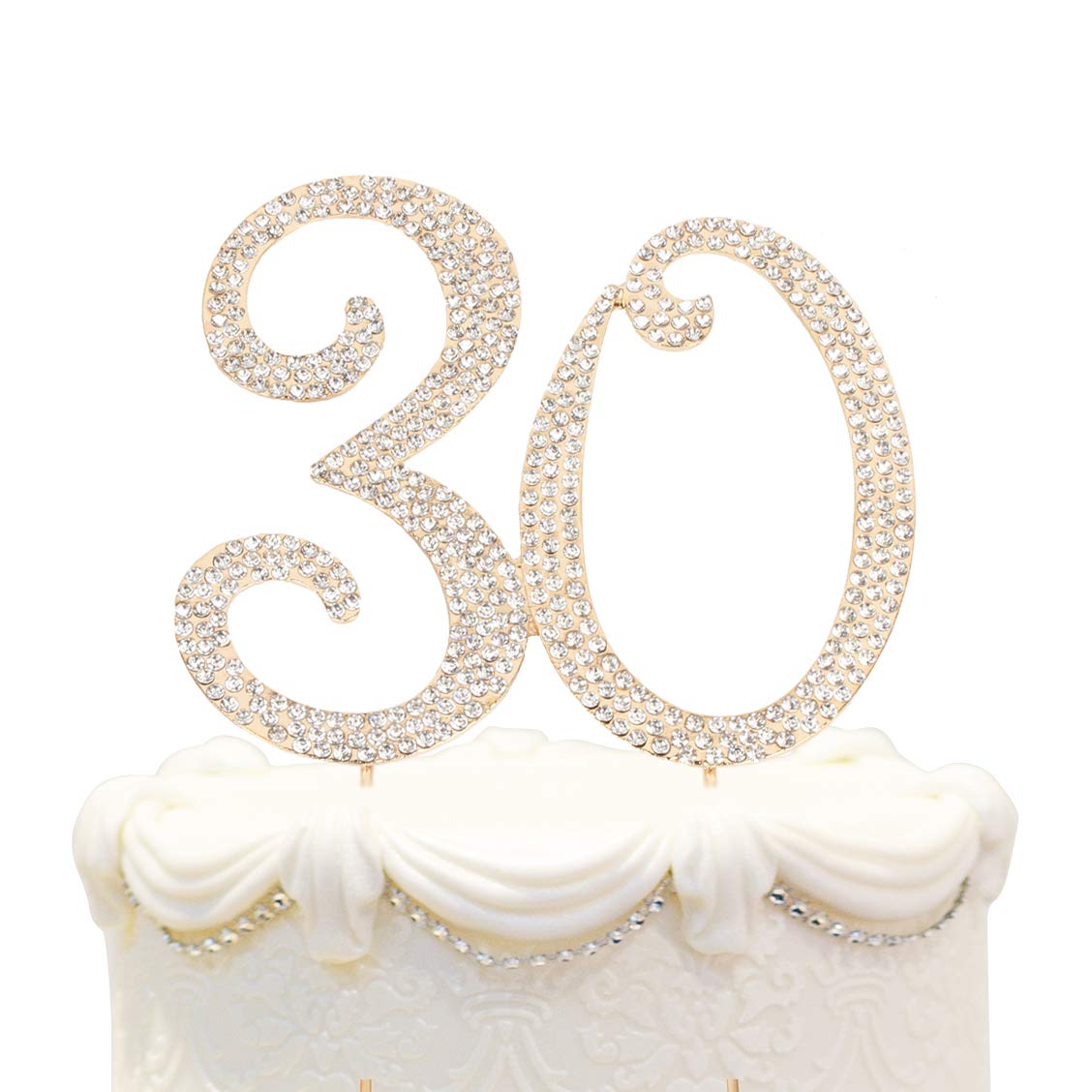 Hatcher Lee Bling Crystal 30 Birthday Cake Topper - Best Keepsake | 30Th Party Decorations Gold