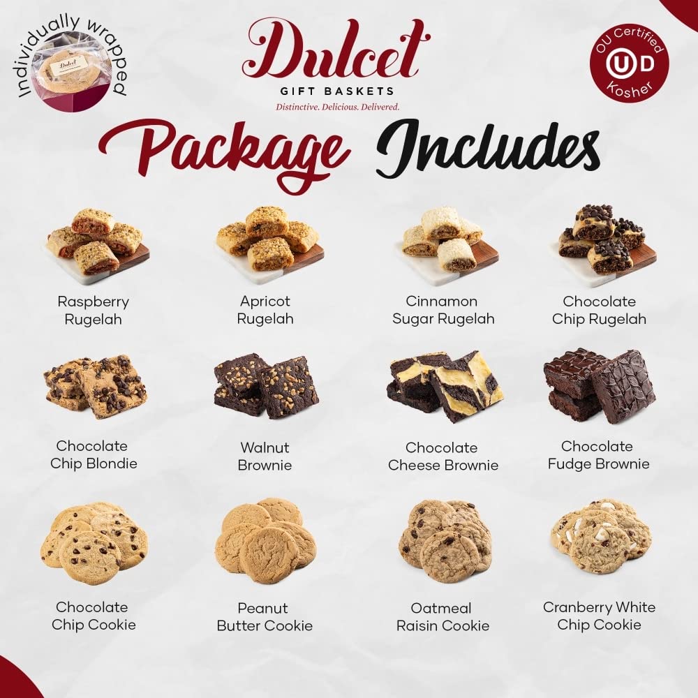 Dulcet Gift Basket Gourmet Brownie And Cookie Snack Signature Gift Basket-Includes A Variety Of Pastries In An Elegant Hand Assembled Tin Box, Great For Christmas, Happy Holidays For Friends, Family, Workers, And Colleagues