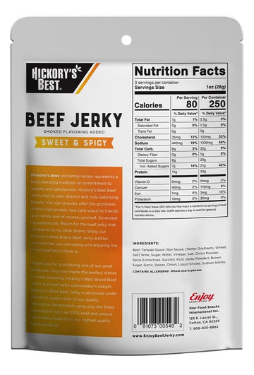 Hickory'S Best Sweet & Spicy Beef Jerky 3 Oz (Pack Of 1) | Soft & Tender | Usa Made | High Protein | Low Fat | Zero Trans Fat |