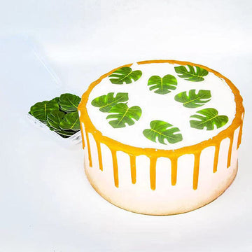 48Pcs Edible Tropical Turtle Leaves Cupcake Toppers, Palm Leaf Cake Topper, Edible Wafer Paper Leaf Cake Decoration For Hawaii A