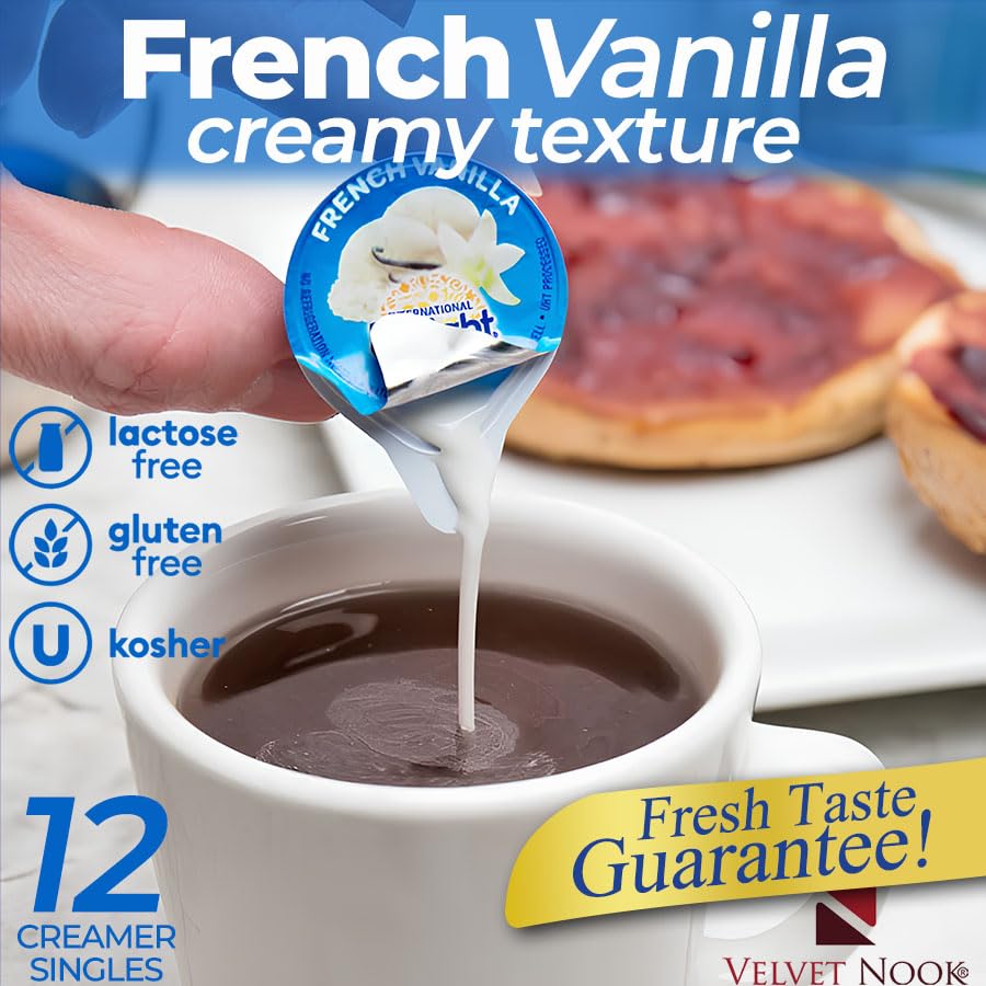 Coffee Creamer Singles Variety Pack - 60-Count Assorted Non Dairy Liquid Coffee Creamers By Int. Delight - 5 Flavors: French Van
