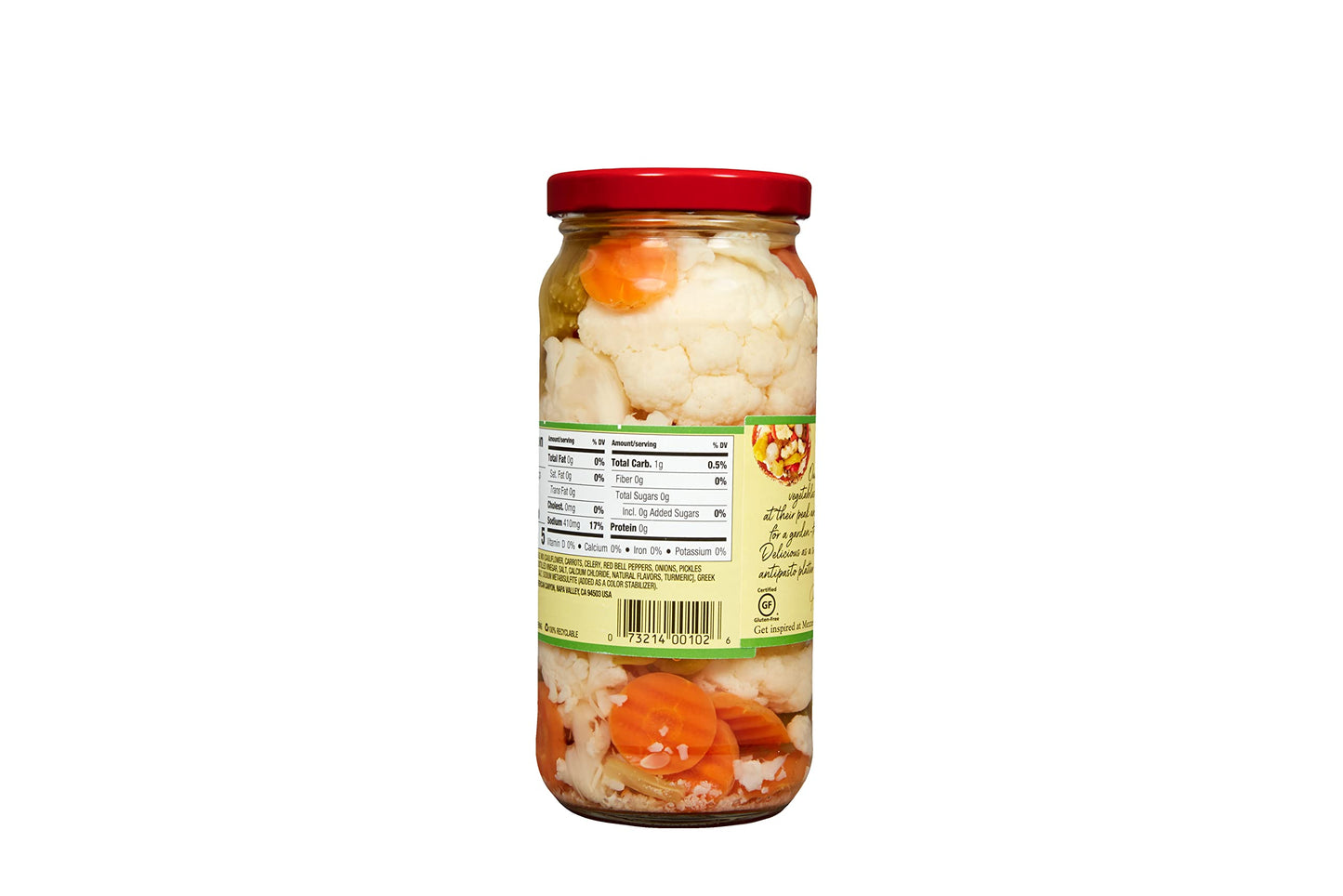 Mezzetta Italian Mix Giardiniera, Mild Heat | Gluten Free, Keto | 16 Fluid Ounce Jar (Pack Of 6)