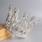 Crown Cake Topper Rhinestone Crystal Handmade Tiara Cake Decoration For Baby Shower Birthday Wedding Party Favors (Silver)