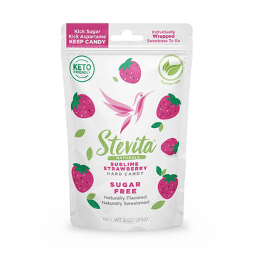 Stevita Hard Candy, Sublime Strawberry - 25 Individually Wrapped Pieces - Sugar & Aspartame Free - Naturally Flavored & Sweetene