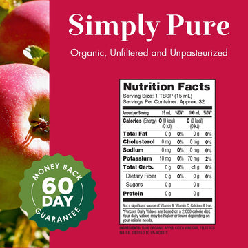 Dynamic Health Organic Raw Apple Cider Vinegar, Unfiltered, 16 FL OZ, Model 2451568