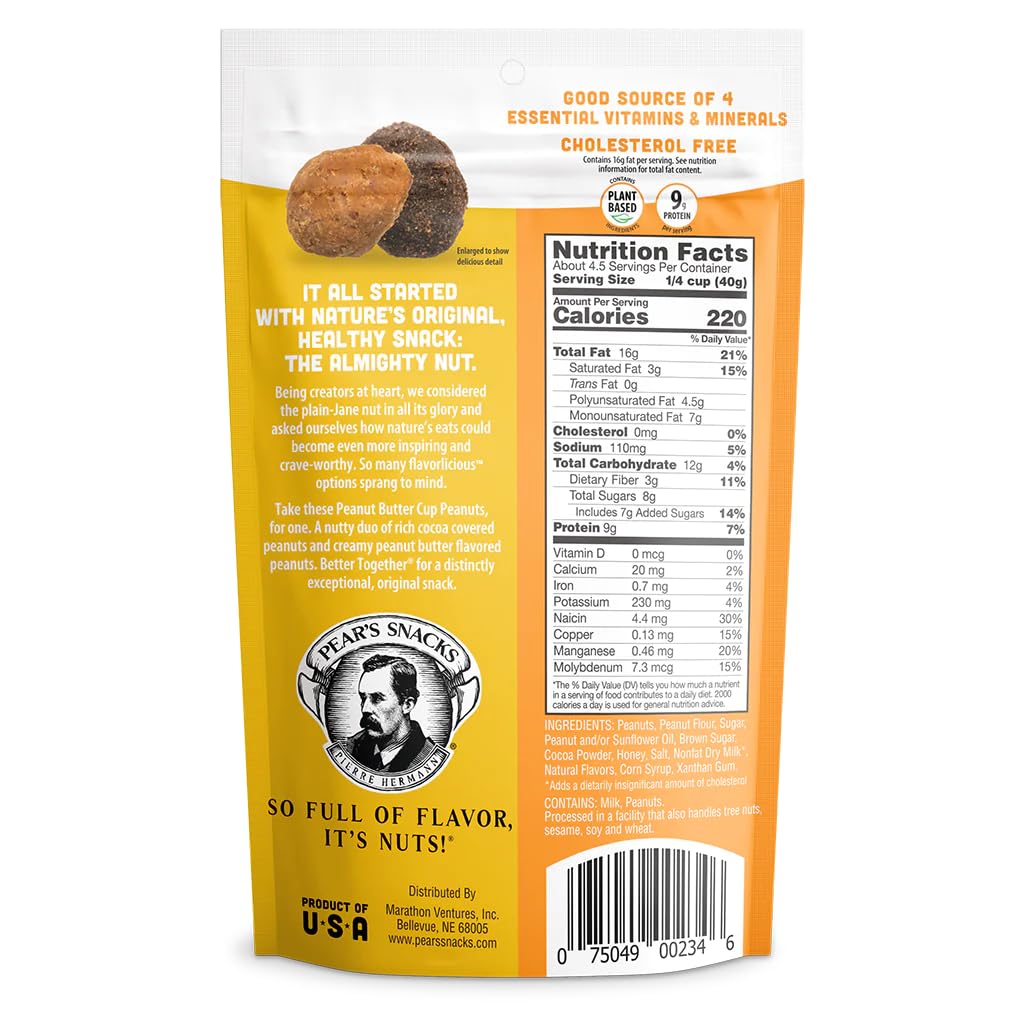 Peanut Butter Cup Flavored Peanuts | Pack Of 6 | 5 Oz. | Natural Cocoa Covered | Perfect Medley Of Sweet & Salty